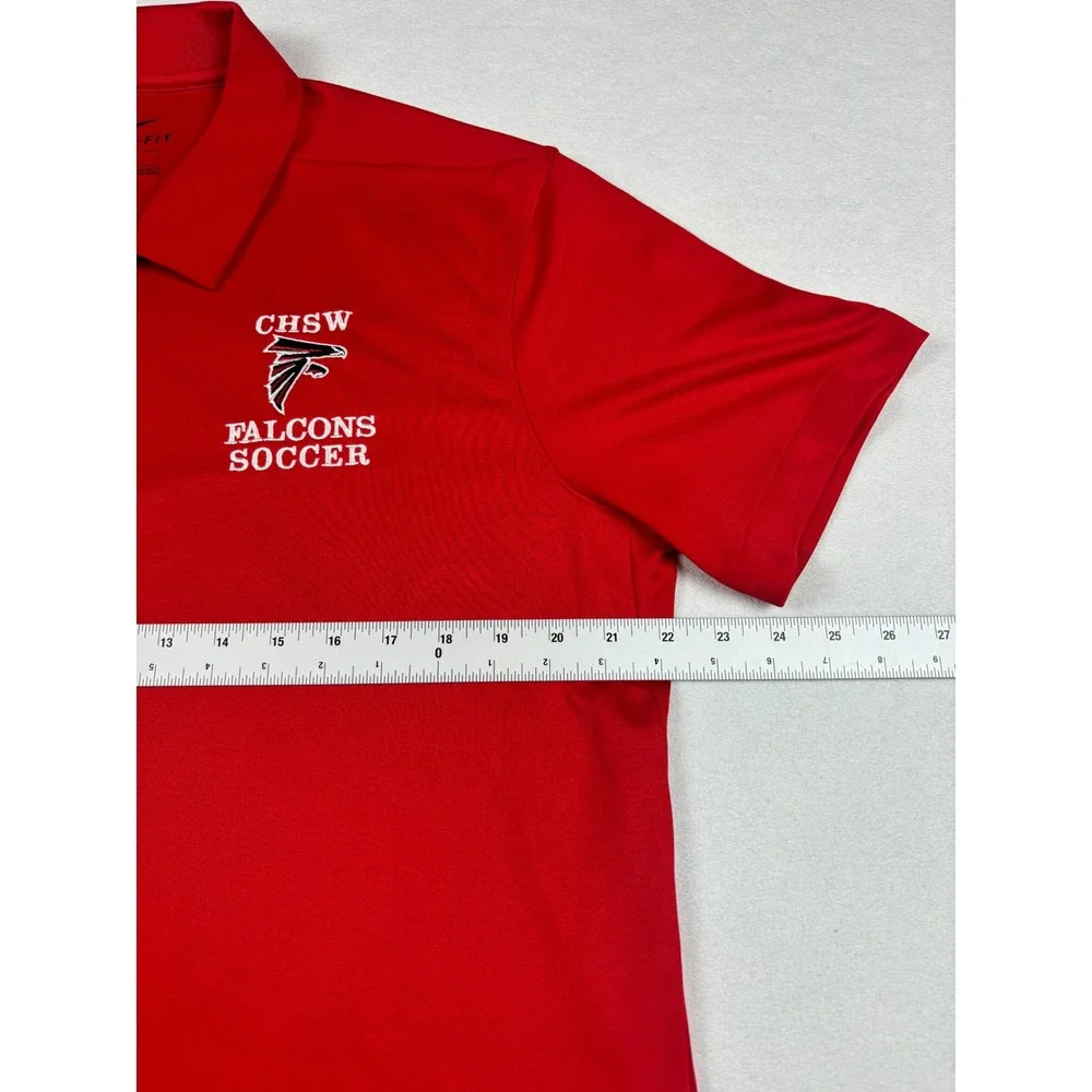 Nike Dri-FIT Mens Large Red CHSW Falcons Soccer‎ Polo Shirt Short Sleeve JS